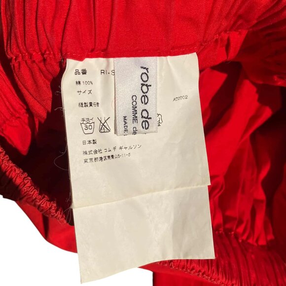 Comme Des Garcons robe de chambre Red Cotton Drawstring Skirt Size M L - Picture 9 of 11